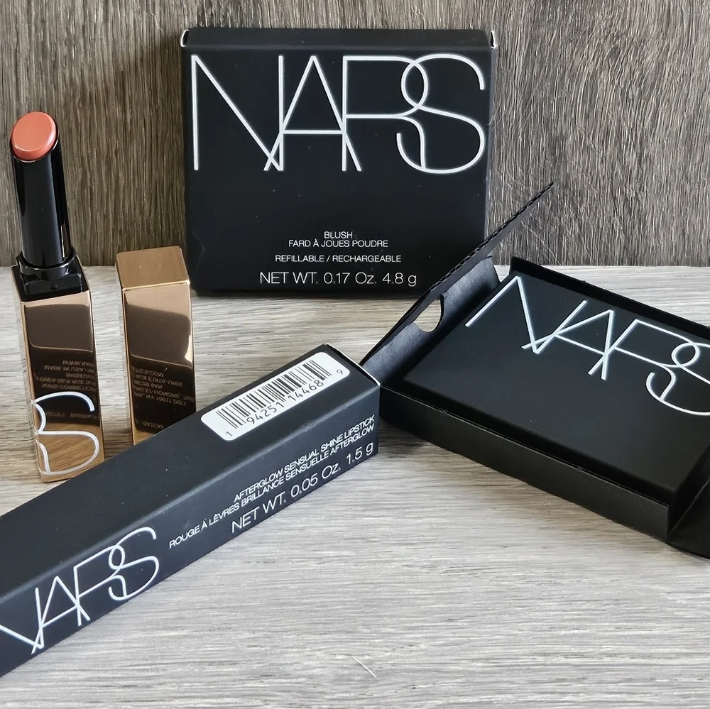 NARS Powder Blush DEEP THROAT & Sensual Shine Lipstick HIGH GEAR Duo MSRP $68
